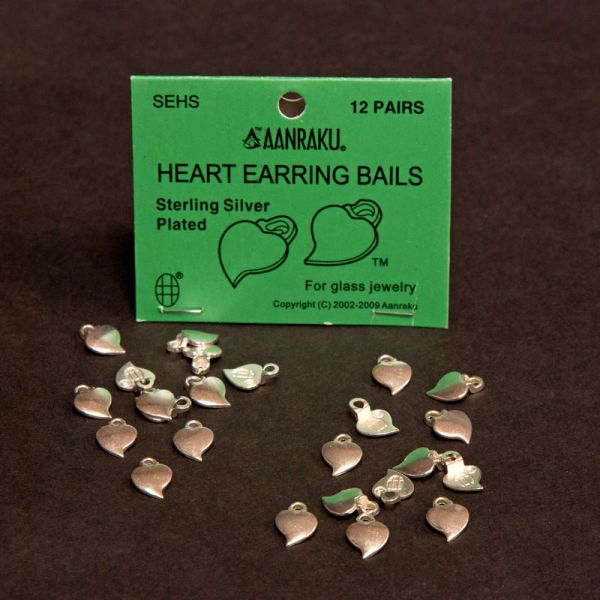 24 Silver Plated Heart Earring Bails