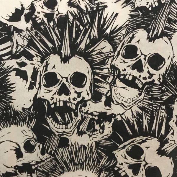 Mohawk Skull Underglaze Transfer Sheet - Black