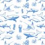 Ocean Fish Underglaze Transfer Sheet - Blue 