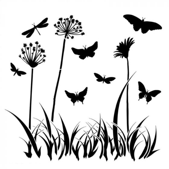 Butterfly Meadow Stencil 15cm x 15cm