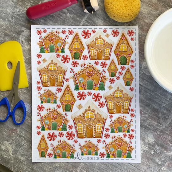 Gingerbread Houses Overglaze Decal Sheet