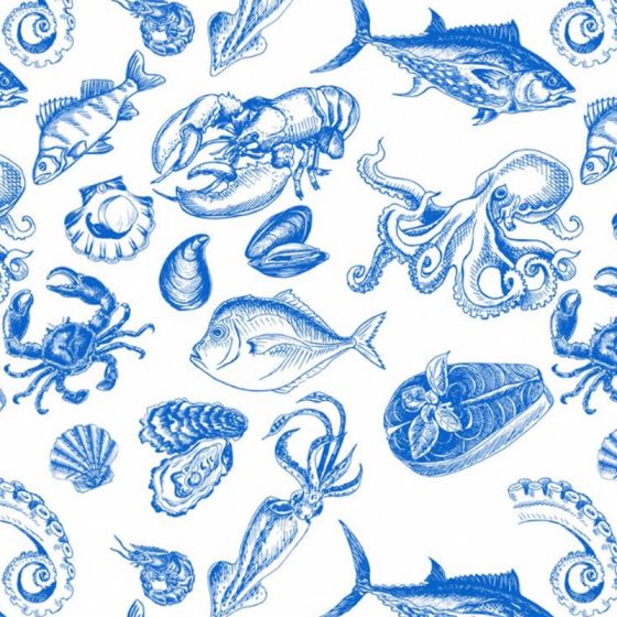 Ocean Shellfish Underglaze Transfer Sheet - Blue