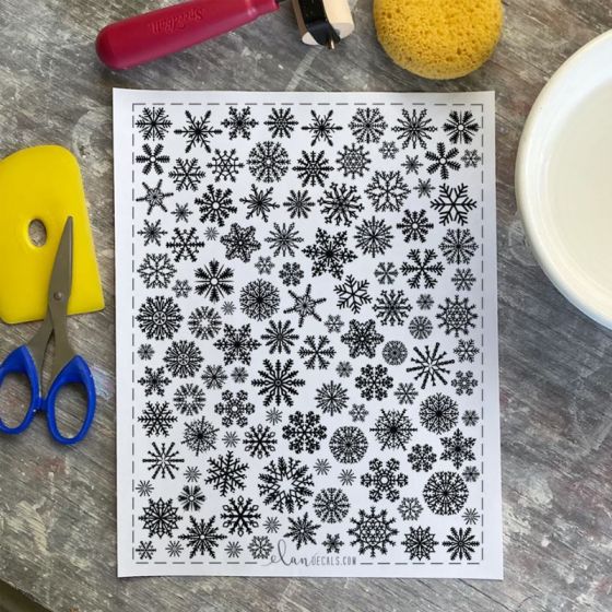 Snowflakes Overglaze Decal Sheet