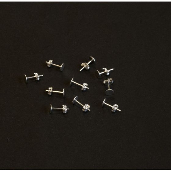 Sterling Silver 925 Ear Stud Bases - 5 Pairs